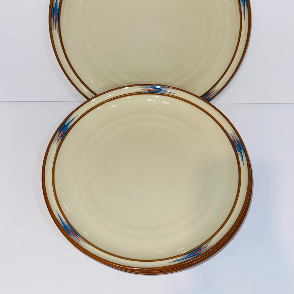 Noritake Raindance 8675 Dinner Plates Stoneware Japan Cream Brown Set of 4 10.5"
